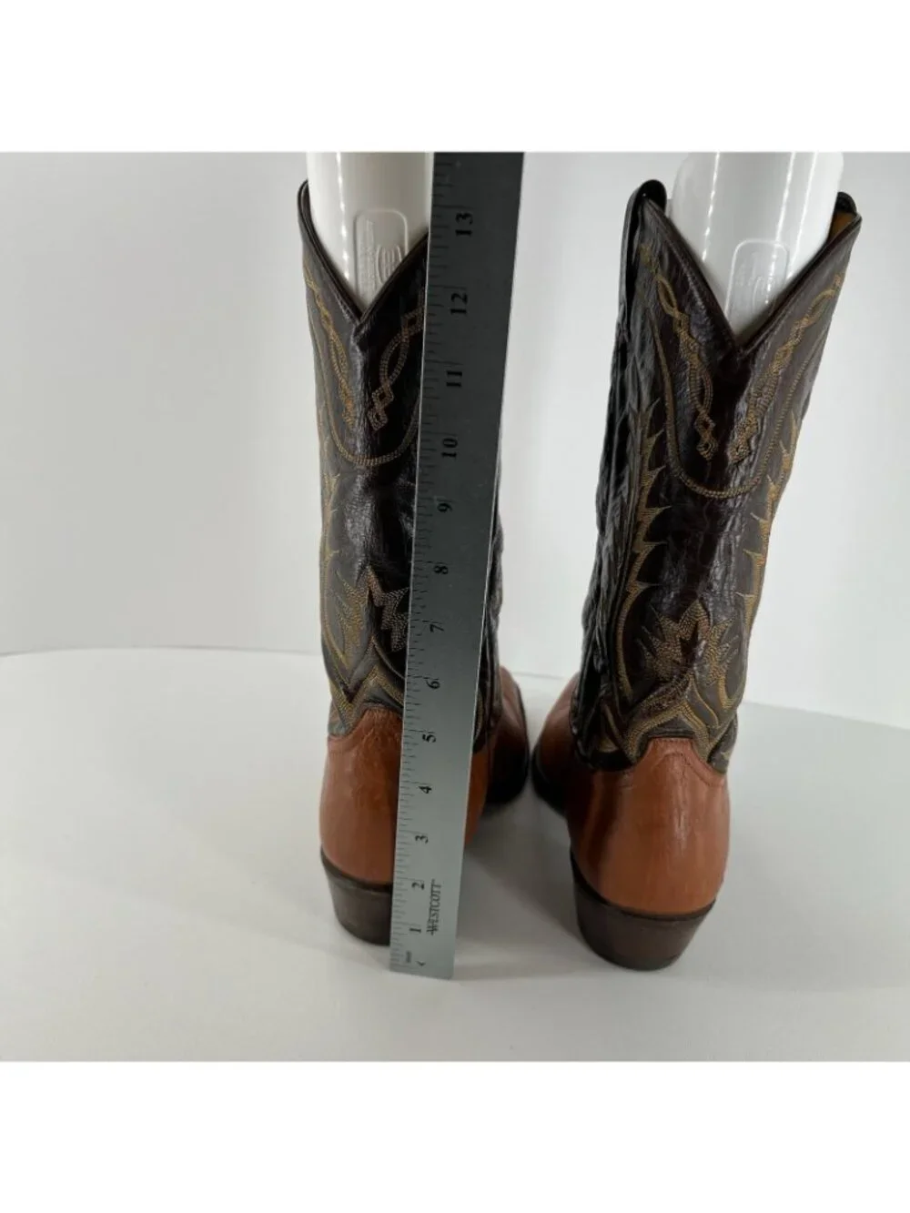 Tony Lama 6552 Cowboy Boots Mens 10 D Leather Vintage Western Two Tone USA Brown